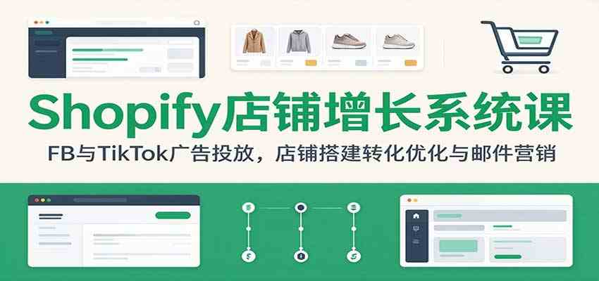 Shopify店铺增长系统课：FB与TikTok广告投放，店铺搭建转化优化与邮件营销-怪兽网创俱乐部
