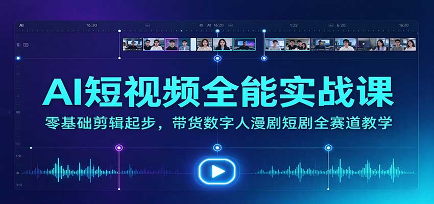 AI短视频全能实战课：零基础剪辑起步，带货数字人漫剧短剧全赛道教学-邪修侠 - 演示