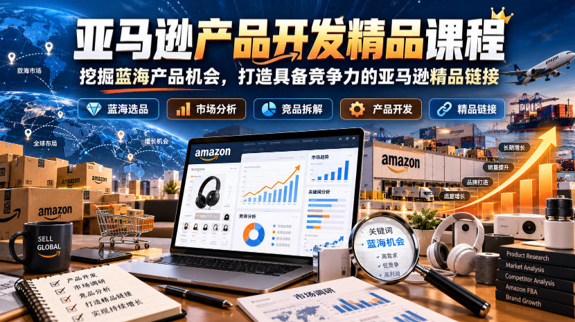 亚马逊产品开发精品课程，挖掘蓝海产品机会，打造具备竞争力的亚马逊精品链接-怪兽网创俱乐部