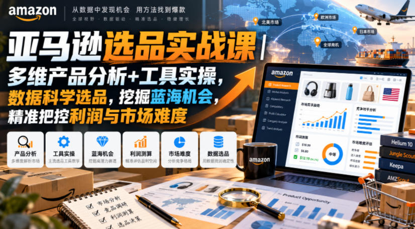 亚马逊选品实战课｜多维产品分析+工具实操，数据科学选品，挖掘蓝海机会，精准把控利润与市场难度-邪修侠