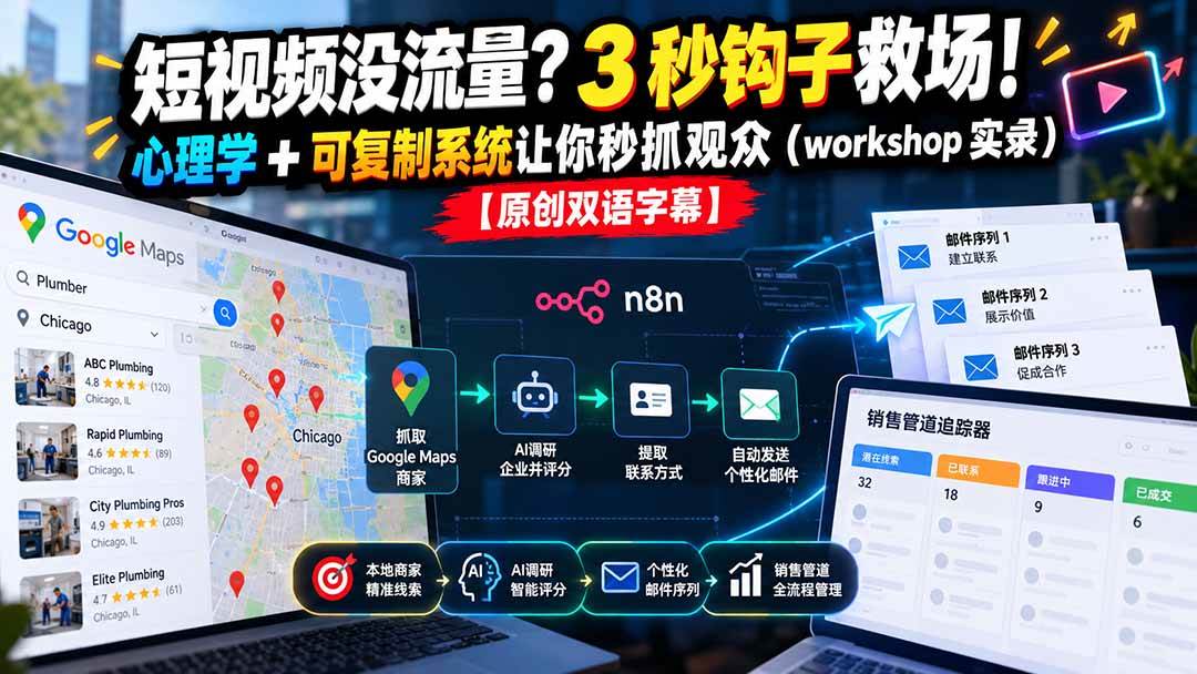 （21043期）短视频没流量？3 秒钩子救场！心理学 + 可复制系统让你秒抓观众（workshop 实录）【原创双语字幕】-怪兽网创俱乐部