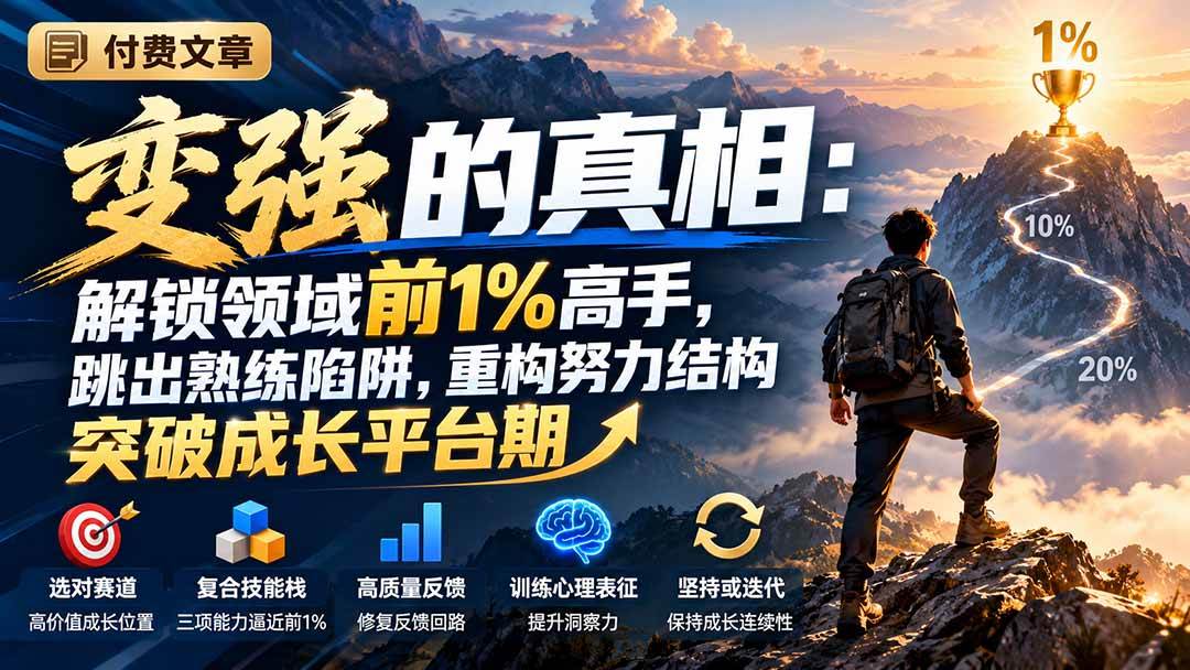 （21042期）付费文章：变强的真相：解锁领域前1%高手，跳出熟练陷阱，重构努力结构突破成长平台期-怪兽网创俱乐部
