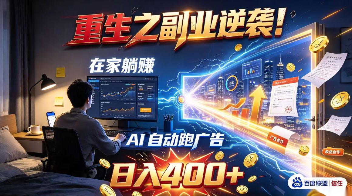 重生之副业逆袭！在家躺赚AI自动跑广告日入400+，无需人工操作【揭秘】-邪修侠 - 演示