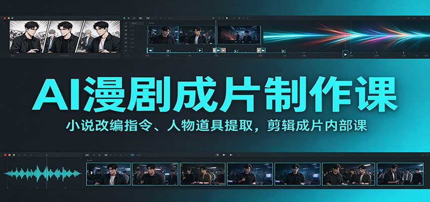 AI漫剧成片制作课：小说改编指令、人物道具提取，剪辑成片全流程-怪兽网创俱乐部