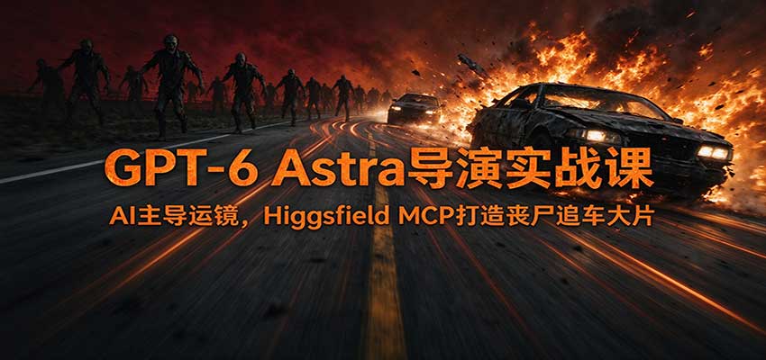 GPT-6 Astra导演实战课：AI主导运镜，Higgsfield MCP打造丧尸追车大片-怪兽网创俱乐部