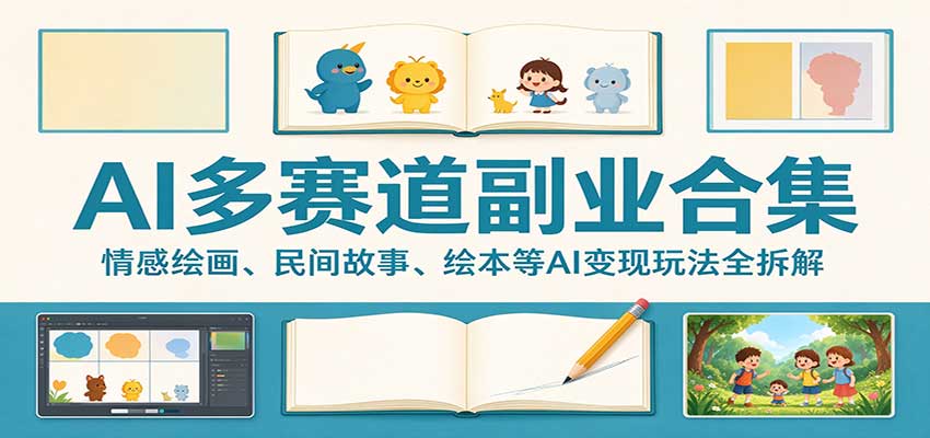 AI多赛道副业合集：情感绘画、民间故事、绘本等AI变现玩法全拆解-邪修侠