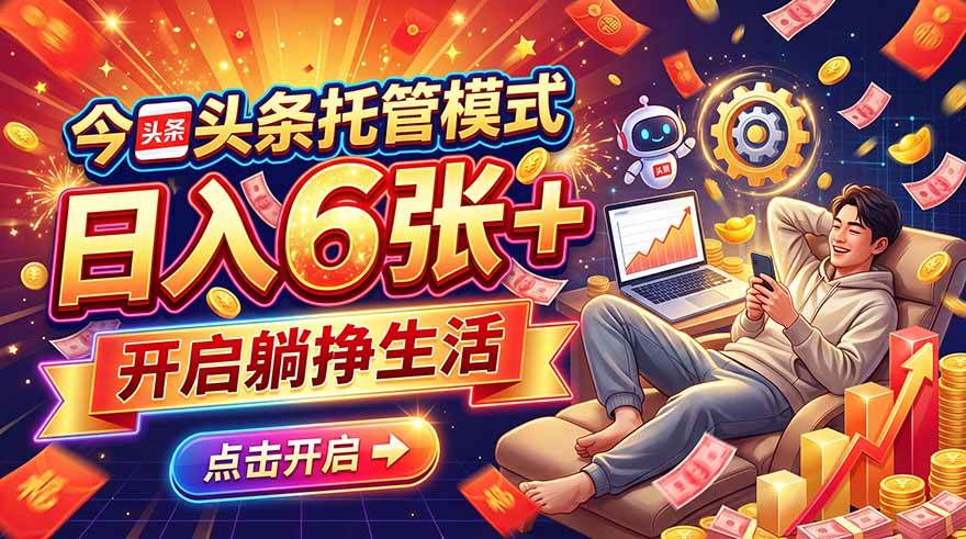 （21083期）今日头条AI托管模式，每天5分钟，最高月入5000+，操作超简单，零门槛-邪修侠
