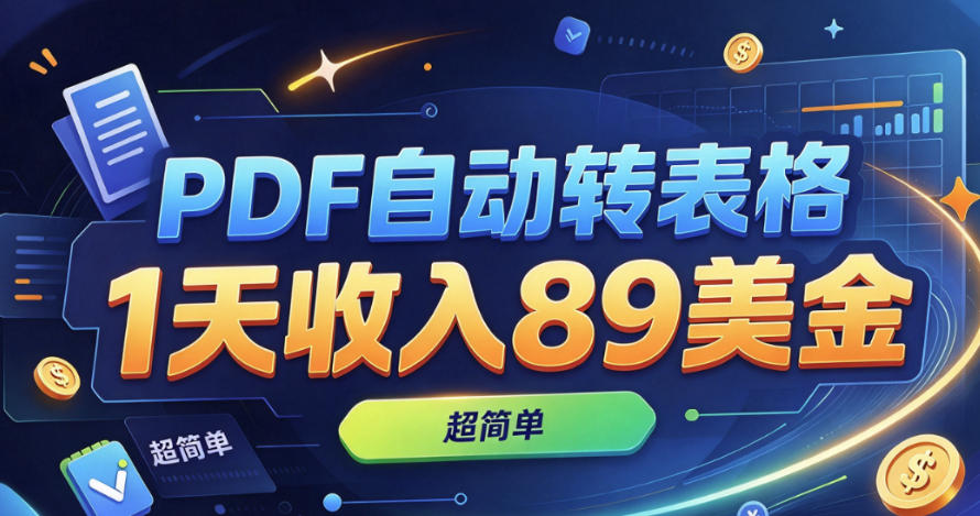 PDF自动转表格，1天收入89美刀，超简单，0门槛-邪修侠 - 演示