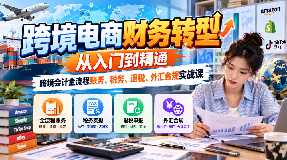 跨境电商财务转型：从入门到精通｜跨境会计全流程账务、税务、退税、外汇合规实战课-怪兽网创俱乐部