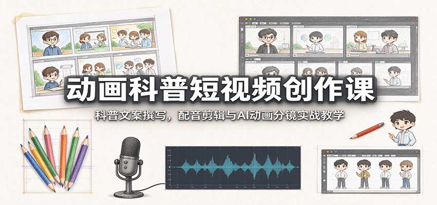 动画科普短视频创作课：科普文案撰写，配音剪辑与AI动画分镜实战教学-邪修侠 - 演示