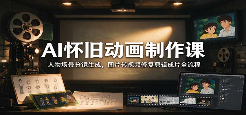 AI怀旧动画制作课：人物场景分镜生成，图片转视频修复剪辑成片全流程-邪修侠 - 演示