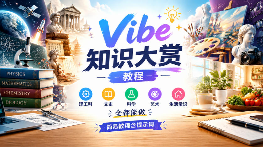 Vibe知识大赏教程，理工科、文史、科学、艺术、生活常识全都能做，简易教程含提示词-多课资源站