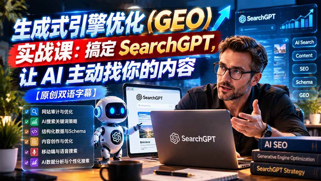 （21116期）生成式引擎优化（GEO）实战课：搞定 SearchGPT，让 AI 主动找你的内容【原创双语字幕】-多课资源站