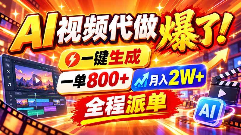 (21114期)2026年底新赛道,AI视频代做一单800+,小白可做,告别打工-多课资源站