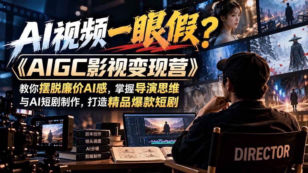 （21133期）【无水印】AI视频一眼假？《AIGC影视变现营》教你摆脱廉价AI感，掌握导演思维与AI短剧制作，打造精品爆款短剧-多课资源站