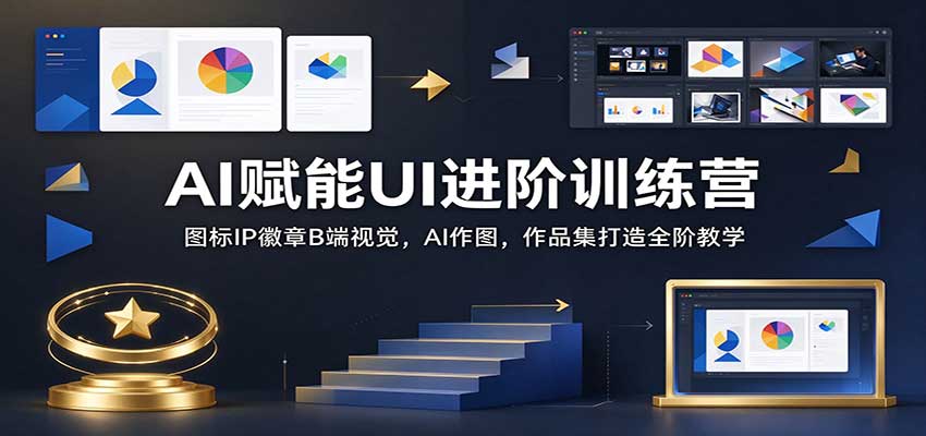 AI赋能UI进阶训练营:图标IP徽章B端视觉,AI作图,作品集打造全阶教学-邪修侠 - 演示