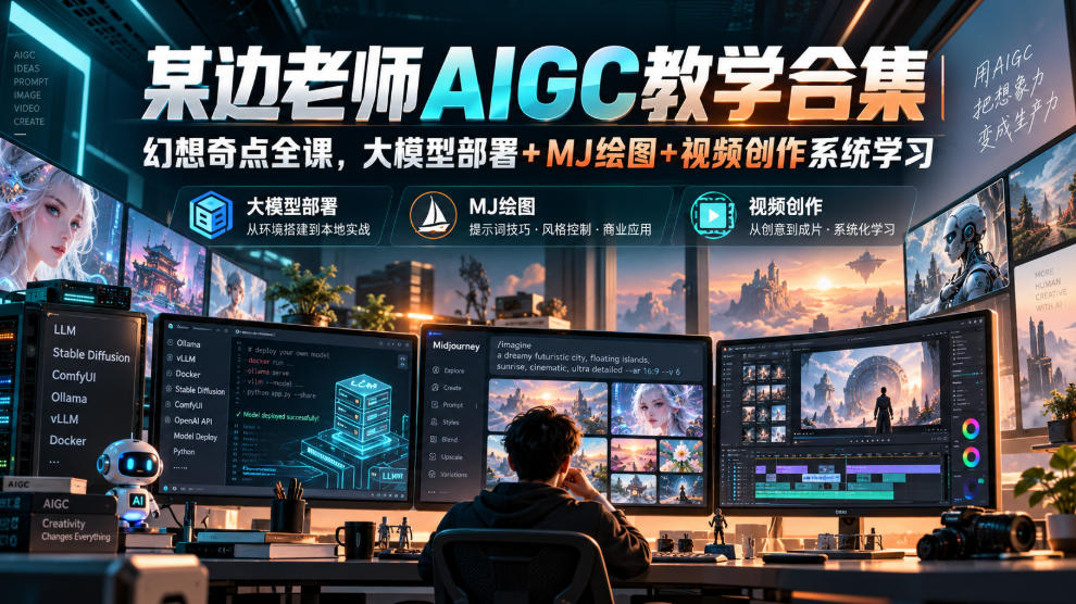 某边老师AIGC教学合集｜幻想奇点全课，大模型部署+MJ绘图+视频创作系统学习-UUY