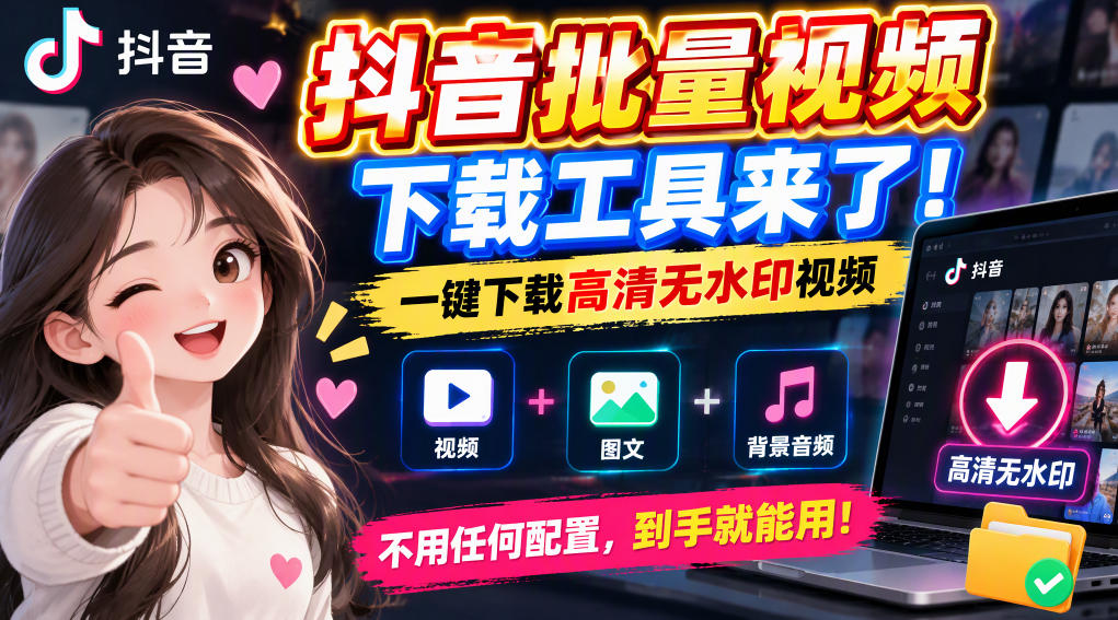 抖音批量视频下载工具，一键下载高清无水印视频，到手就能用-副业资源网
