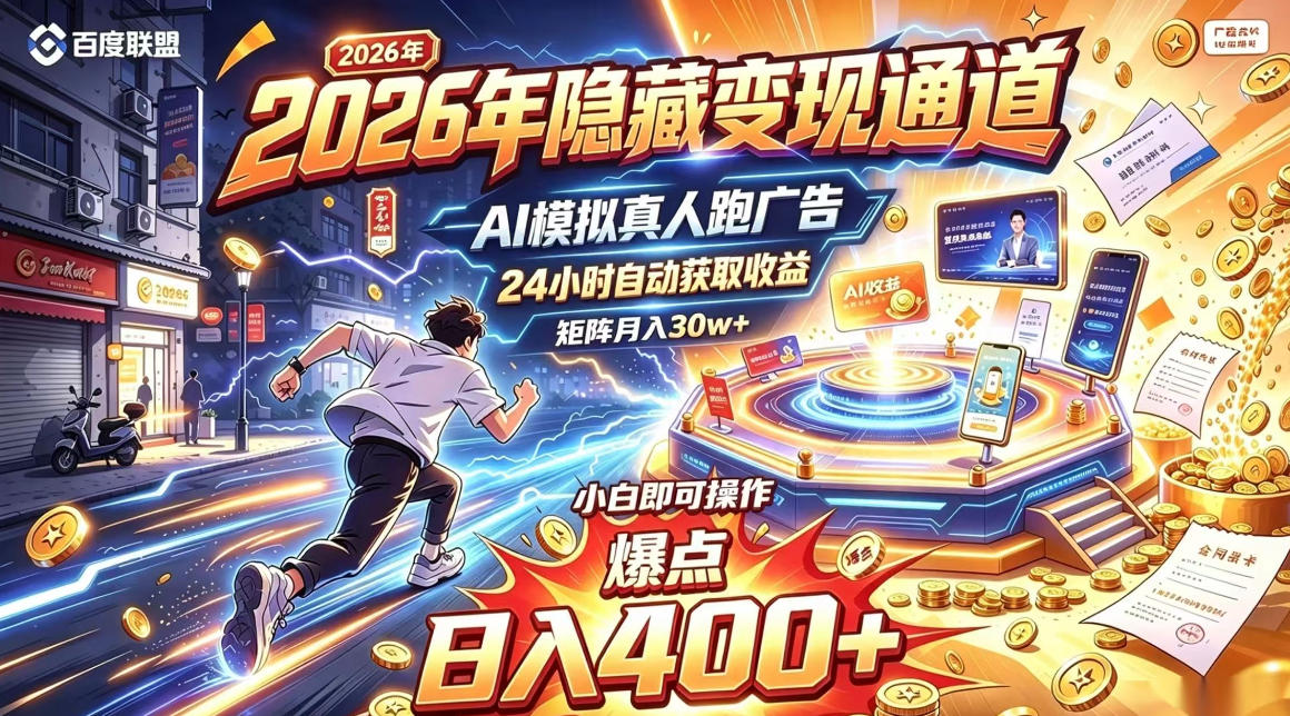 2026年别死磕自媒体，隐藏变现通道，AI模拟真人自动跑广告，小白即可操作，日入400+，矩阵月入可达到30w+【揭秘】-怪兽网创俱乐部