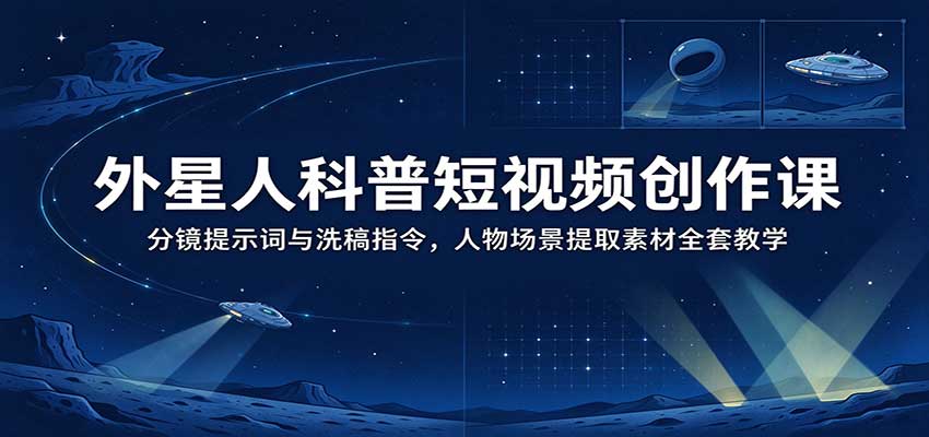 外星人科普短视频创作课:分镜提示词与洗稿指令,人物场景提取素材全套教学-邪修侠 - 演示