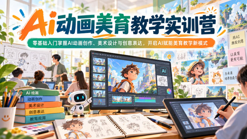 Ai动画美育教学实训营，零基础入门掌握AI动画创作、美术设计与创意表达，开启AI赋能美育教学新模式-UUY