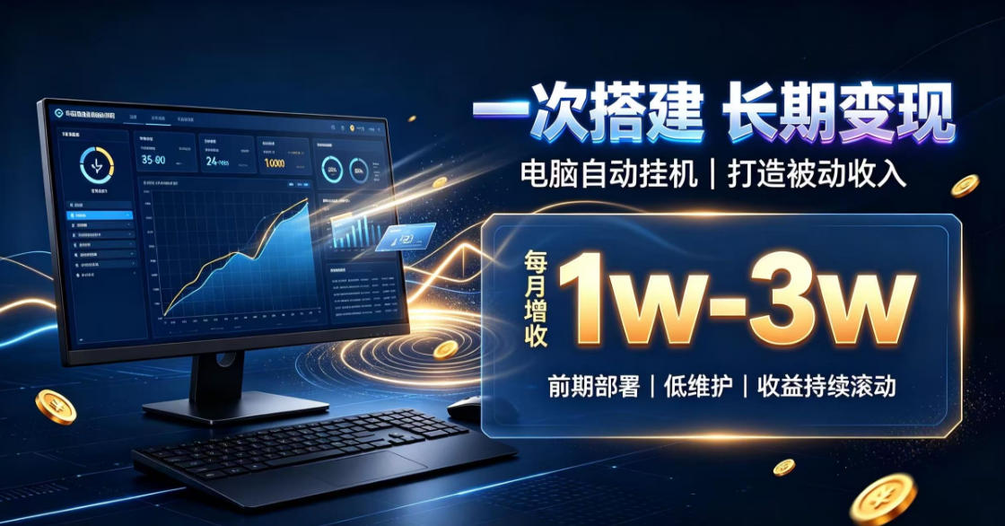 一份投入长期收益，电脑自动挂G类目，搭建被动收入每月增收1w-3w【揭秘】-多课资源站