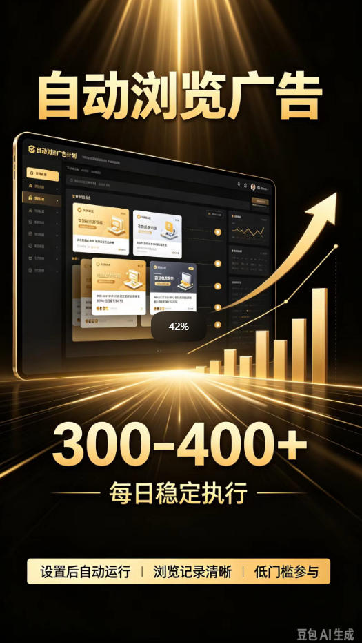自动浏览广告计划，0门槛副业，日入300-400，躺賺稳定风口项目，无需人工操作，解放双手【揭秘】-UUY