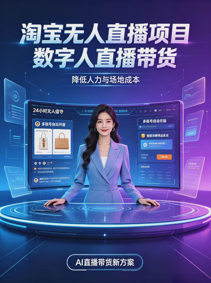 淘宝AI无人直播带货，24小时自动开播低门槛副业，无需真人长时间出镜，持续引流出单【揭秘】-怪兽网创俱乐部