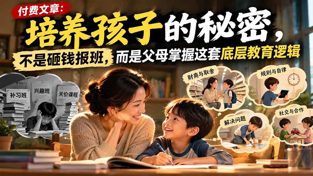 （21179期）付费文章：培养孩子的秘密，不是砸钱报班，而是父母掌握这套底层教育逻辑-羽桐社资源站