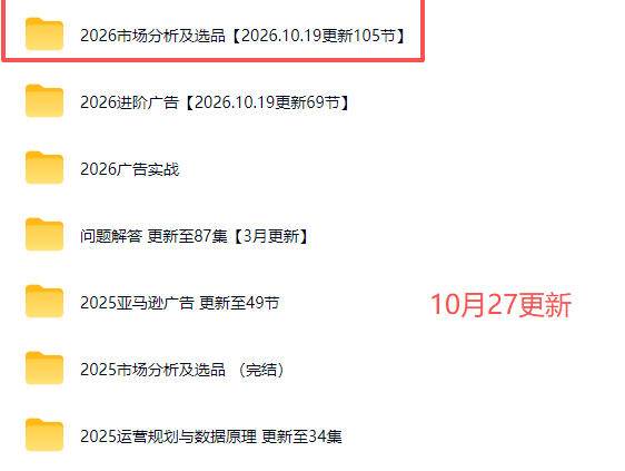 （21189期）2026亚马逊跨境电商实战教程-更新1027，从市场分析、AI智能选品到广告投放、店铺运营及盈利增长全流程教学
