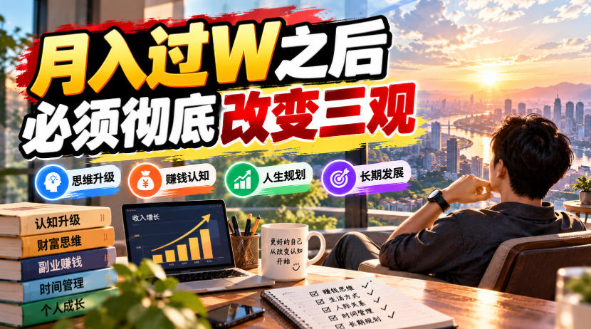 某公众号付费文章：月入过W之后，必须彻底改变三观-怪兽网创俱乐部