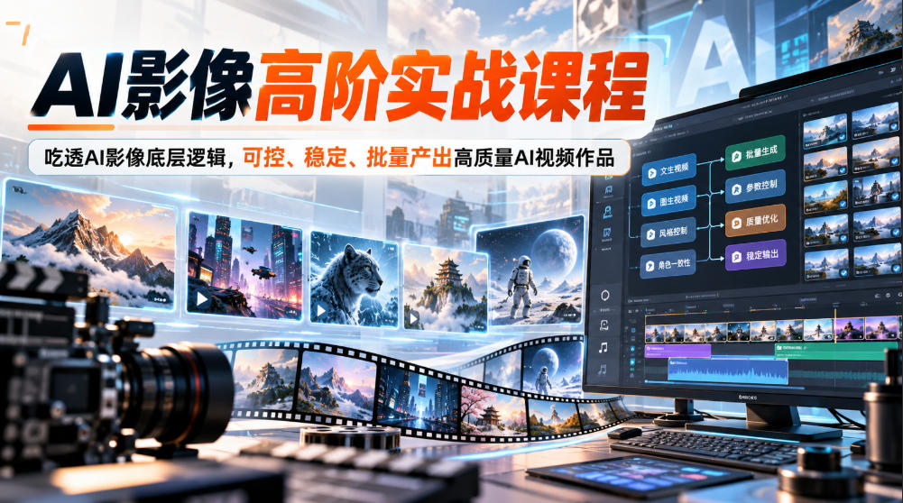 AI影像高阶实战课程，吃透AI影像底层逻辑，可控、稳定、批量产出高质量AI视频作品-多课资源站
