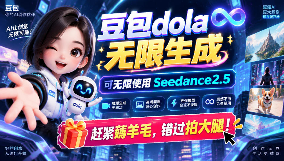 1029最新豆包dola无限生成技术，可以无限生成sseedance2.5，赶紧薅羊毛，和谐拍大腿-怪兽网创俱乐部