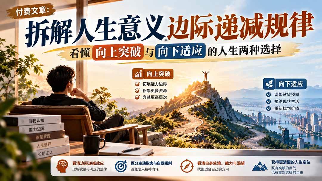 （21233期）付费文章：拆解人生意义边际递减规律，看懂向上突破与向下适应的人生两种选择-多课资源站