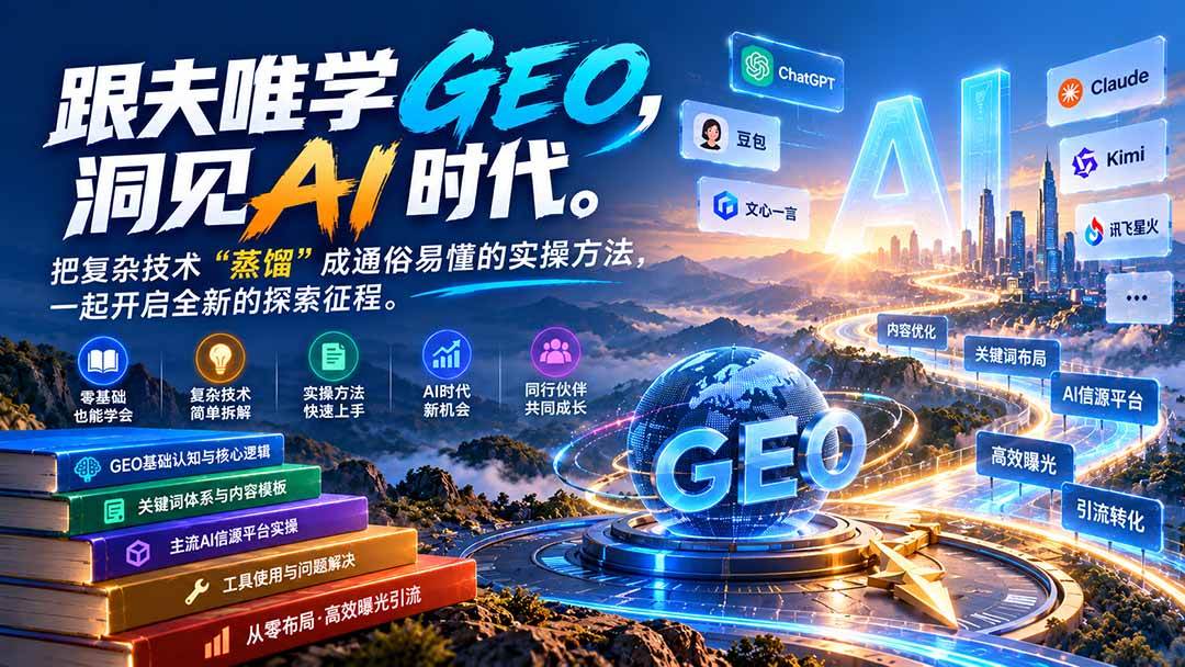 （21257期）跟夫唯学GEO-更新1030，洞见AI时代。把复杂技术 “蒸馏” 成通俗易懂的实操方法，一起开启全新的探索征程-多课资源站