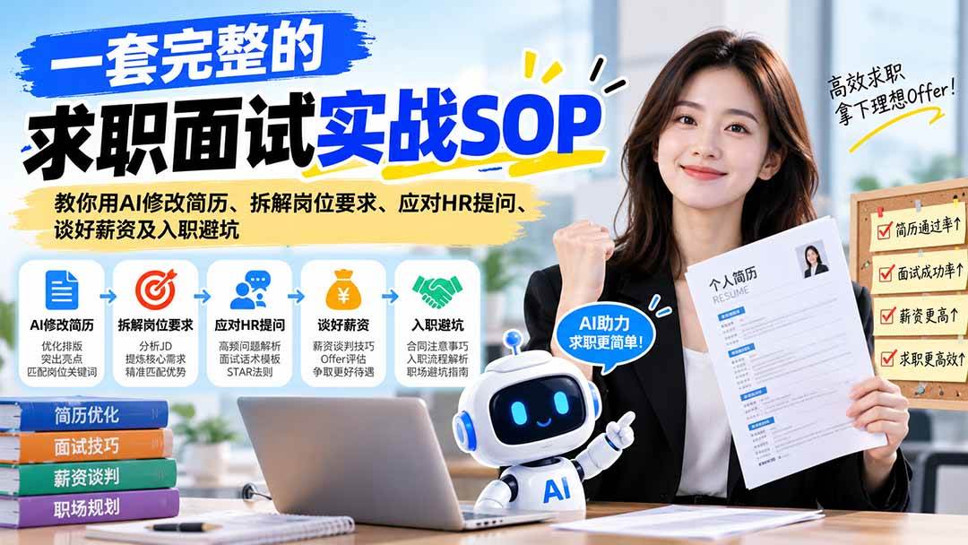 （21259期）一套完整的求职面试实战SOP：教你用AI修改简历、拆解岗位要求、应对HR提问、谈好薪资及入职避坑-羽桐社资源站