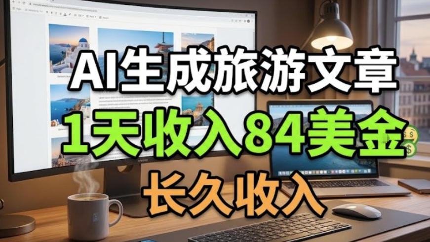 AI生成旅游文章，1天收84美刀，长久稳定，0门槛-怪兽网创俱乐部