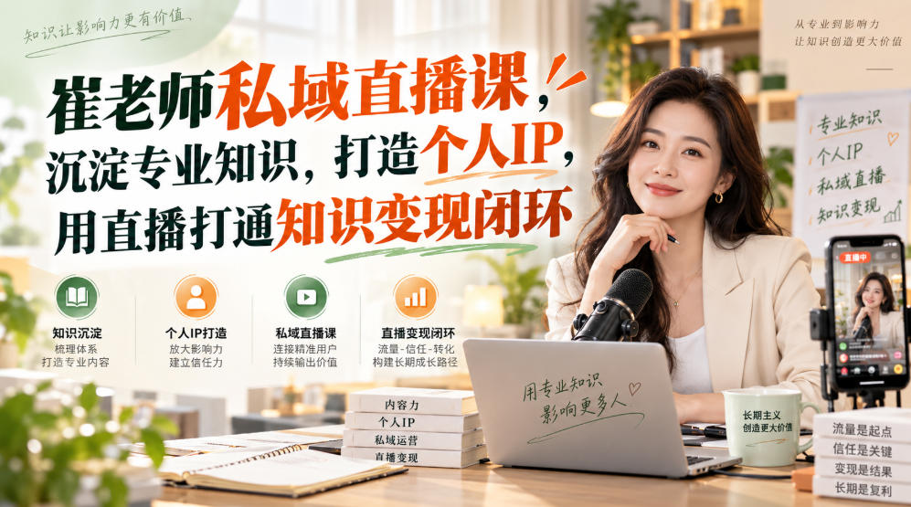 崔老师私域直播课，沉淀专业知识，打造个人IP，用直播打通知识变现闭环-怪兽网创俱乐部