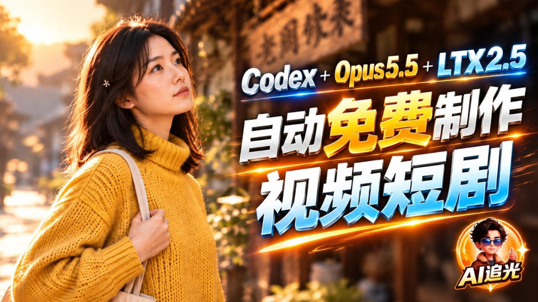 【无水印】Codex出图+免费LTX-2.5生成视频，Claude Opus 5.5全自动剪出1分钟情感短剧《停了的表》-羽桐社资源站