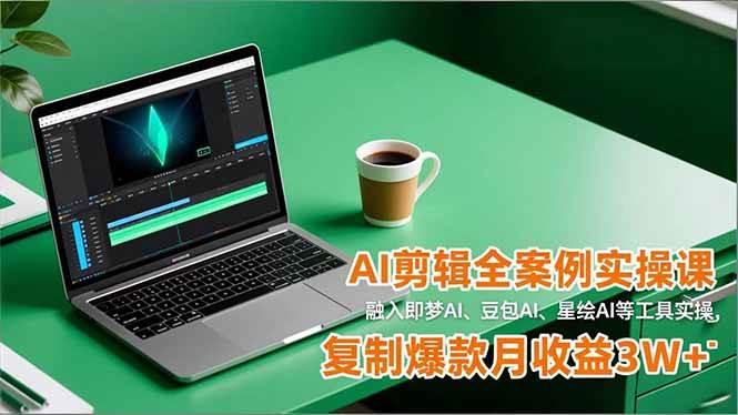 （16770期）AI剪辑全案例实操课，融入即梦AI、豆包AI、星绘AI等工具实操，复制爆款月收益3W+-网亿资源平台