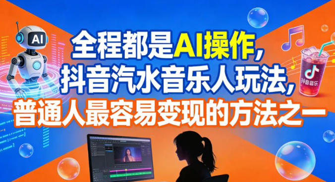 全程都是AI操作，抖音汽水音乐人玩法，普通人最容易变现的方法之一-网亿资源平台
