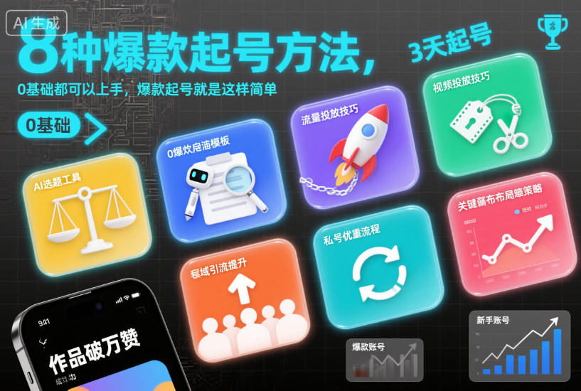 8种爆款起号方法，0基础都可以上手，爆款起号就是这样简单-网亿资源平台