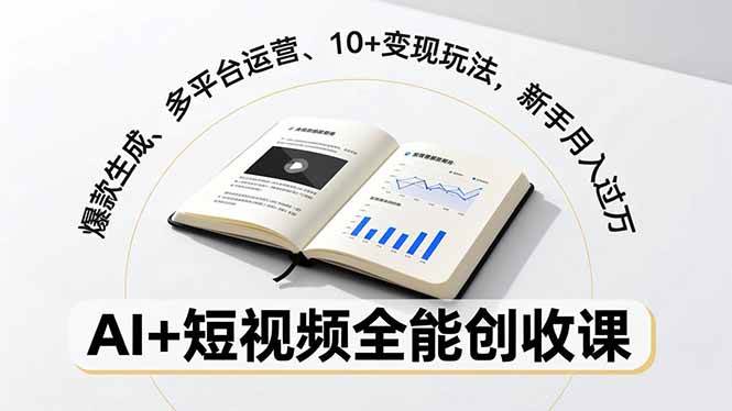 （16773期）AI+短视频全能创收课，爆款生成、多平台运营、10+变现玩法，新手月入过万-网亿资源平台