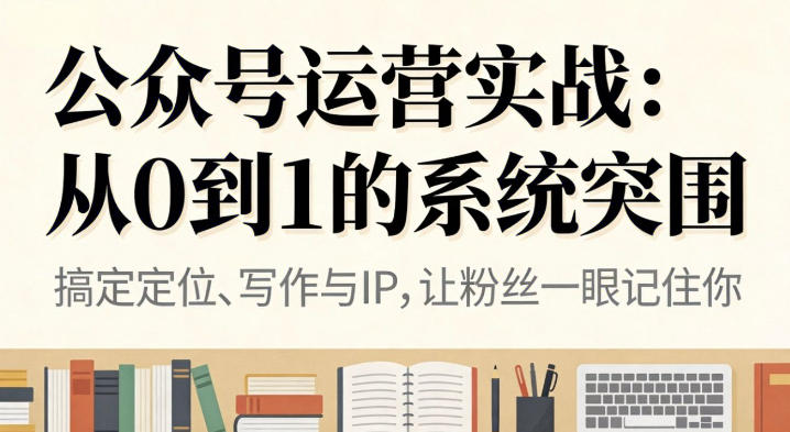 公众号运营实战，从定位到变现的全流程，从0到1的系统突围-网亿资源平台