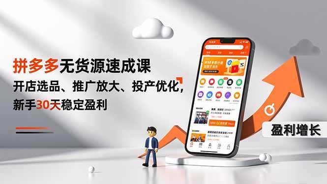 （16785期）拼多多无货源速成课，开店选品、推广放大、投产优化，新手30天稳定盈利-网亿资源平台