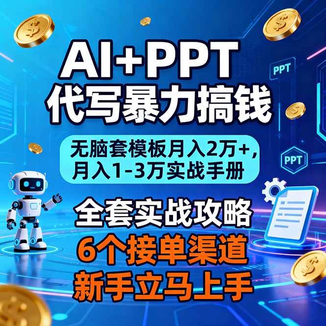 （16783期）AI+PPT代写暴力搞钱：无脑套模板月入2万+，月入1-3万实战手册-网亿资源平台