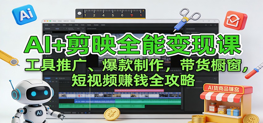 AI+剪映全能变现课：工具推广、爆款制作、带货橱窗，短视频赚钱全攻略-邪修侠 - 演示