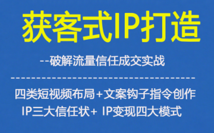 获客型IP打造，破解流量信任成，四类短视频布局+文案钩子指令创作IP三大信任状+IP变现四大模式-邪修侠 - 演示