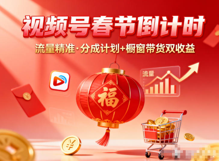 视频号做春节倒计时,流量精准,分成计划+橱窗带货双收益-邪修侠 - 演示