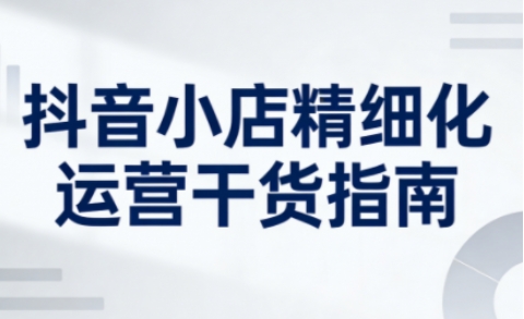 抖音小店精细化运营干货指南新版,助力商家系统提升店铺运营能力-邪修侠 - 演示